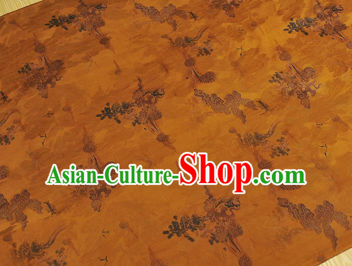 Chinese Classical Cloud Pattern Silk Gambiered Guangdong Gauze Fabric Traditional Cheongsam Yellow Satin Cloth