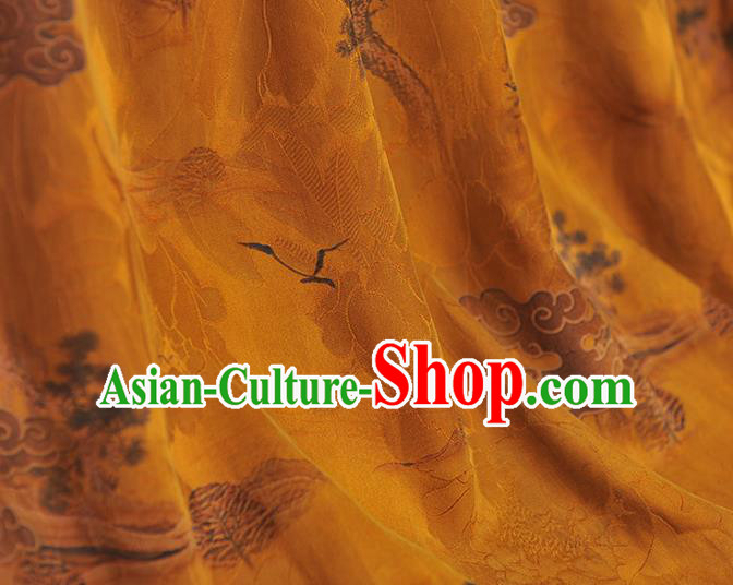 Chinese Classical Cloud Pattern Silk Gambiered Guangdong Gauze Fabric Traditional Cheongsam Yellow Satin Cloth