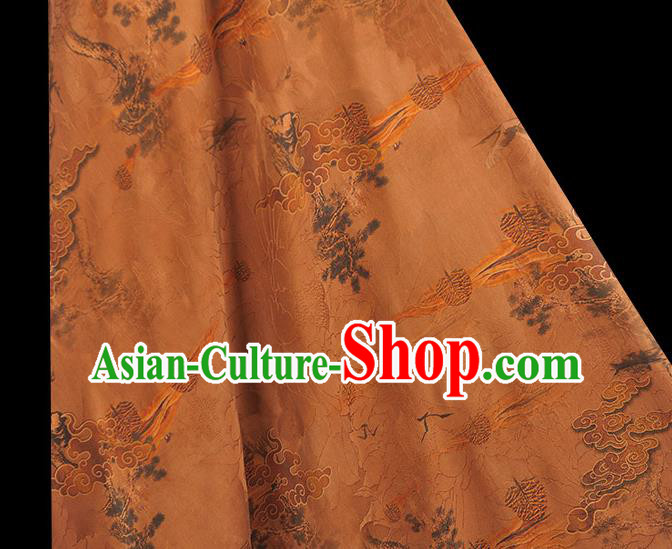 Chinese Traditional Cheongsam Brown Satin Cloth Classical Cloud Pattern Silk Gambiered Guangdong Gauze Fabric