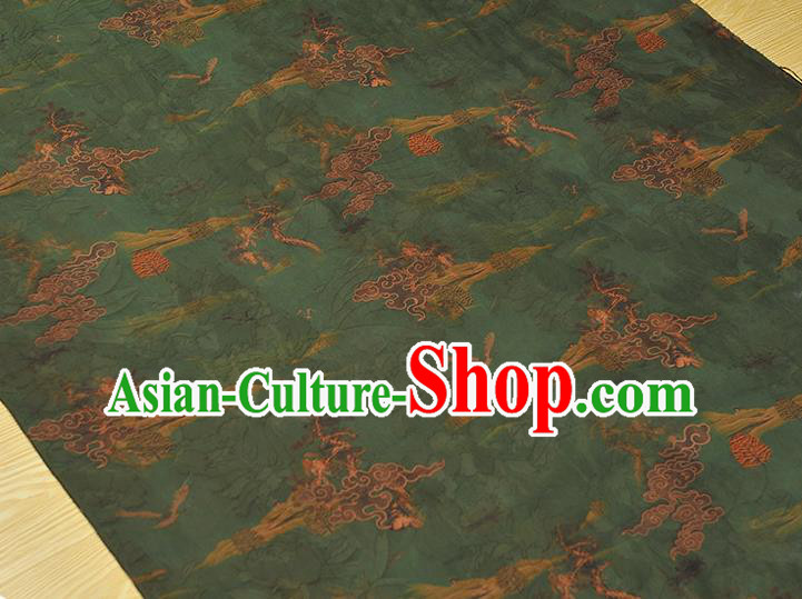 Chinese Classical Cloud Pattern Silk Green Gambiered Guangdong Gauze Fabric Traditional Cheongsam Satin Cloth