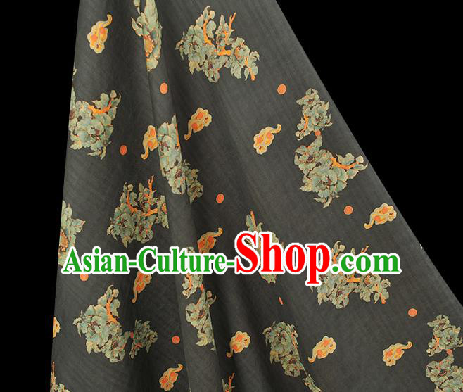 Chinese Classical Flowers Pattern Silk Fabric Traditional Cheongsam Jacquard Cloth Black Gambiered Guangdong Gauze