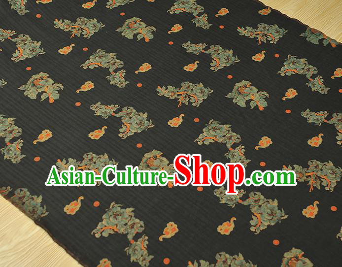 Chinese Classical Flowers Pattern Silk Fabric Traditional Cheongsam Jacquard Cloth Black Gambiered Guangdong Gauze