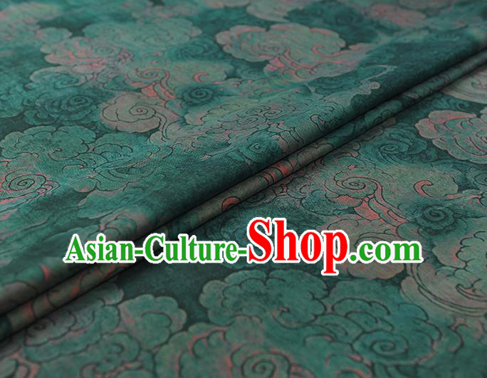 Chinese Green Cloth Classical Cloud Pattern Silk Fabric Traditional Cheongsam Gambiered Guangdong Gauze