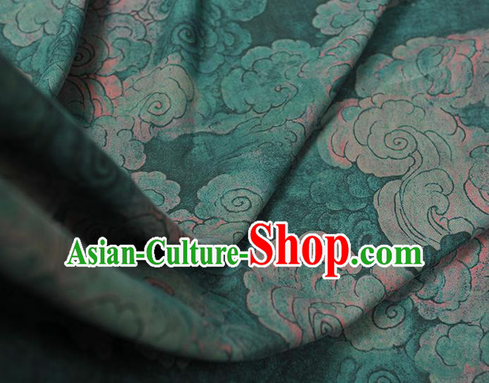 Chinese Green Cloth Classical Cloud Pattern Silk Fabric Traditional Cheongsam Gambiered Guangdong Gauze
