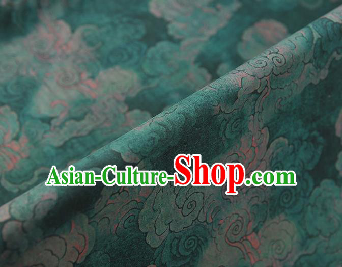 Chinese Green Cloth Classical Cloud Pattern Silk Fabric Traditional Cheongsam Gambiered Guangdong Gauze