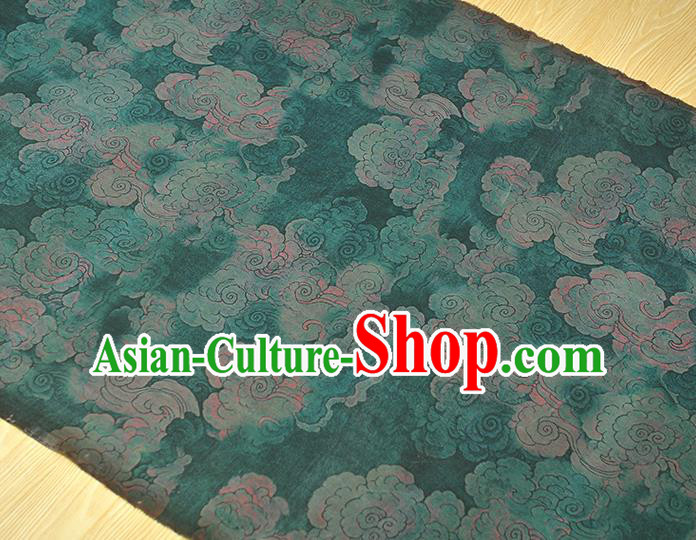 Chinese Green Cloth Classical Cloud Pattern Silk Fabric Traditional Cheongsam Gambiered Guangdong Gauze