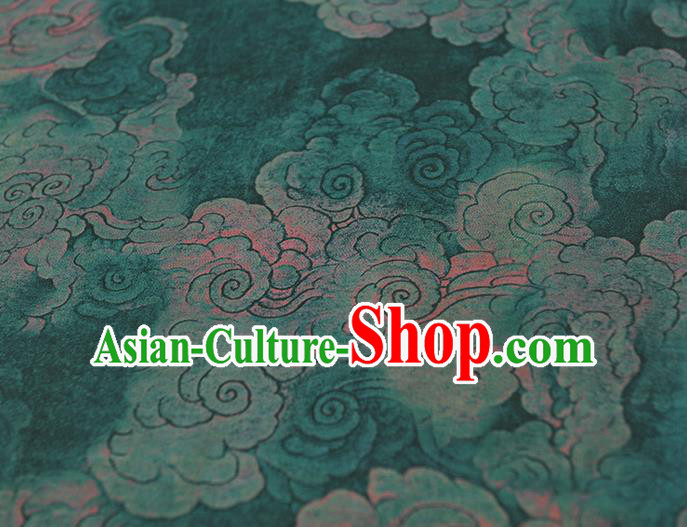 Chinese Green Cloth Classical Cloud Pattern Silk Fabric Traditional Cheongsam Gambiered Guangdong Gauze