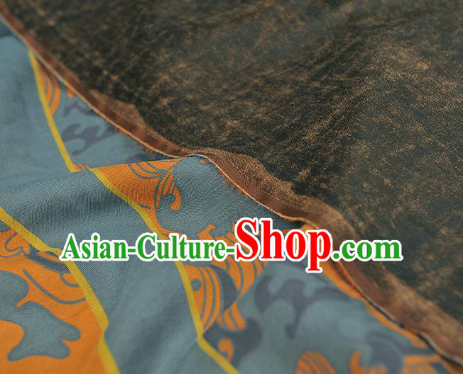 Chinese Blue Cloth Traditional Cheongsam Gambiered Guangdong Gauze Classical Sailboat Pattern Silk Fabric