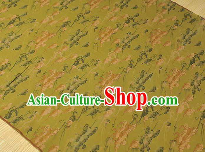 Chinese Classical Clouds Pattern Silk Fabric Traditional Cheongsam Cloth Light Green Gambiered Guangdong Gauze