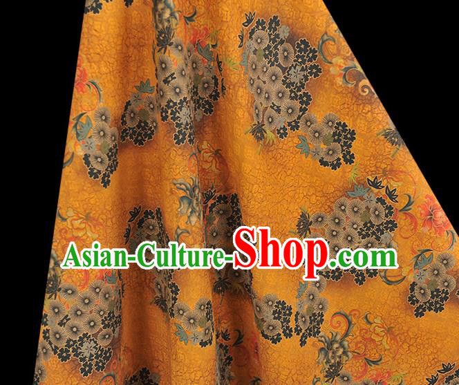 Chinese Classical Apricot Blossom Pattern Cloth Traditional Cheongsam Ginger Silk Fabric Gambiered Guangdong Gauze