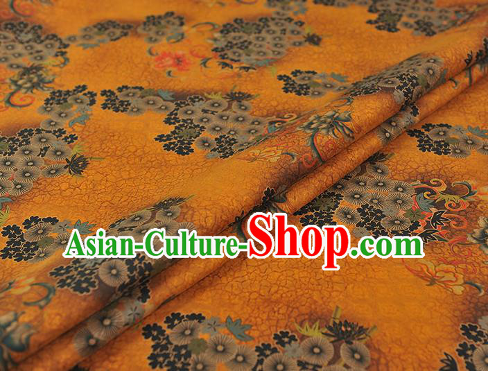 Chinese Classical Apricot Blossom Pattern Cloth Traditional Cheongsam Ginger Silk Fabric Gambiered Guangdong Gauze