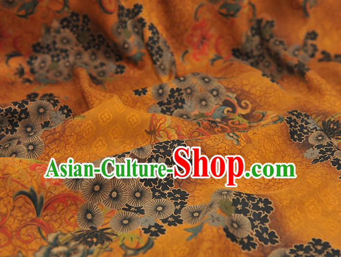 Chinese Classical Apricot Blossom Pattern Cloth Traditional Cheongsam Ginger Silk Fabric Gambiered Guangdong Gauze