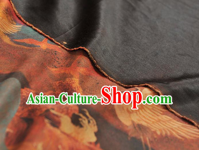 Chinese Cheongsam Gambiered Guangdong Gauze Classical Cranes Pattern Silk Material Traditional Fabric