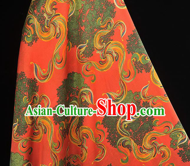 Chinese Cheongsam Red Gambiered Guangdong Gauze Traditional Satin Fabric Classical Pattern Silk Material