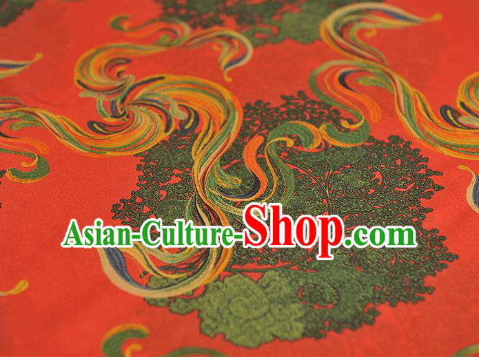 Chinese Cheongsam Red Gambiered Guangdong Gauze Traditional Satin Fabric Classical Pattern Silk Material