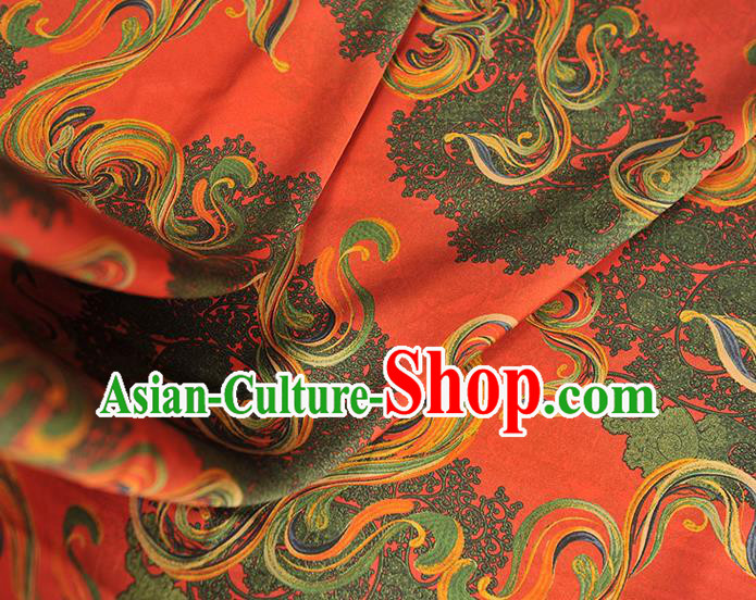 Chinese Cheongsam Red Gambiered Guangdong Gauze Traditional Satin Fabric Classical Pattern Silk Material