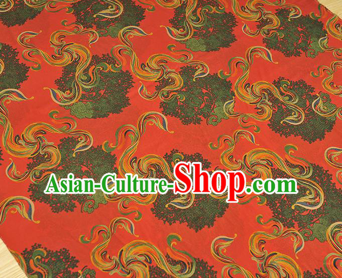 Chinese Cheongsam Red Gambiered Guangdong Gauze Traditional Satin Fabric Classical Pattern Silk Material