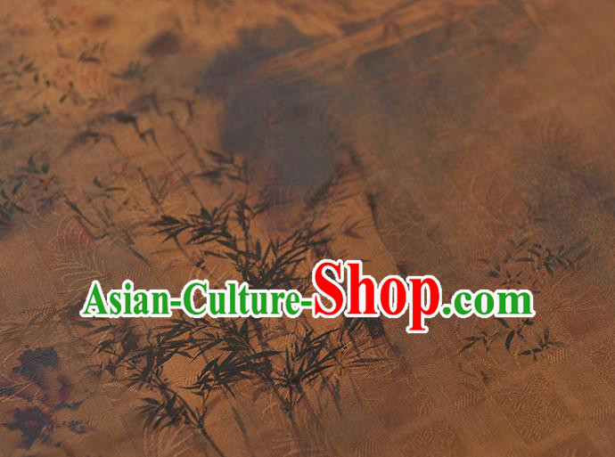 Chinese Cheongsam Material Traditional Bamboo Pattern Silk Fabric Brown Gambiered Guangdong Gauze