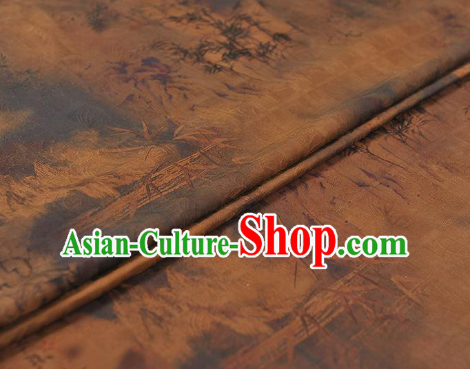 Chinese Cheongsam Material Traditional Bamboo Pattern Silk Fabric Brown Gambiered Guangdong Gauze