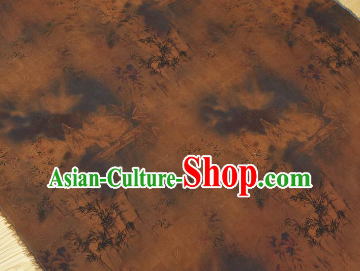 Chinese Cheongsam Material Traditional Bamboo Pattern Silk Fabric Brown Gambiered Guangdong Gauze