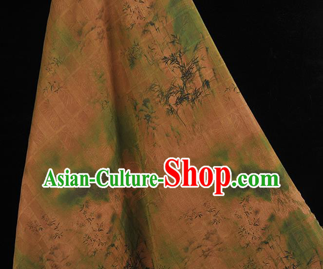 Chinese Traditional Bamboo Pattern Silk Fabric Ginger Gambiered Guangdong Gauze Classical Cheongsam Material