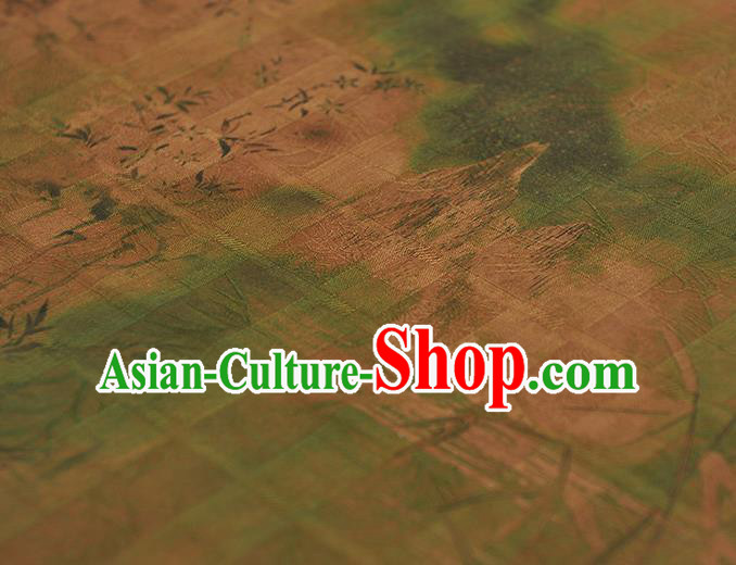 Chinese Traditional Bamboo Pattern Silk Fabric Ginger Gambiered Guangdong Gauze Classical Cheongsam Material