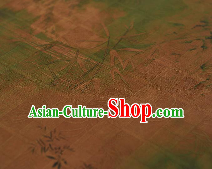 Chinese Traditional Bamboo Pattern Silk Fabric Ginger Gambiered Guangdong Gauze Classical Cheongsam Material