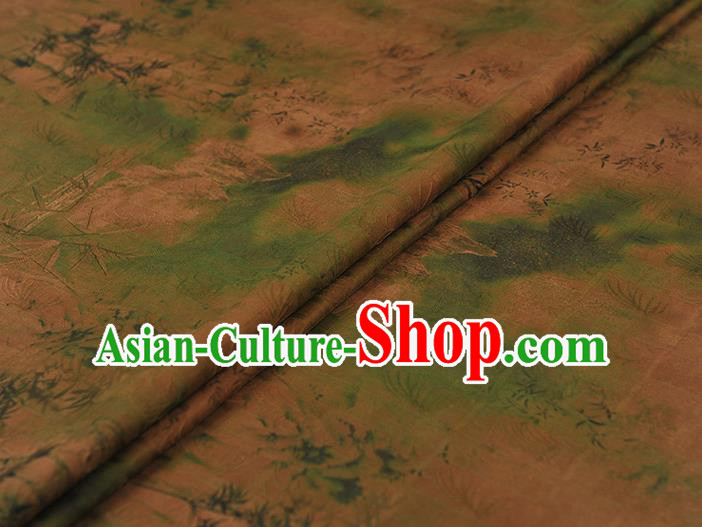 Chinese Traditional Bamboo Pattern Silk Fabric Ginger Gambiered Guangdong Gauze Classical Cheongsam Material