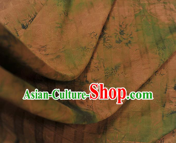 Chinese Traditional Bamboo Pattern Silk Fabric Ginger Gambiered Guangdong Gauze Classical Cheongsam Material
