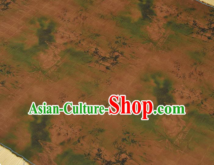 Chinese Traditional Bamboo Pattern Silk Fabric Ginger Gambiered Guangdong Gauze Classical Cheongsam Material