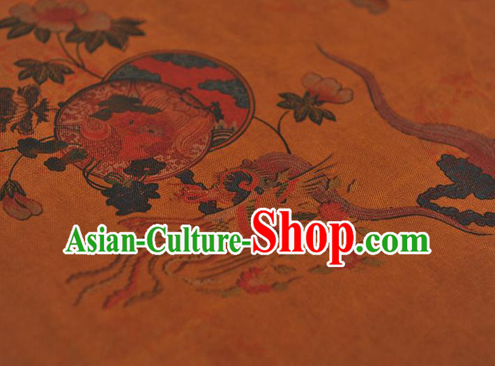 Chinese Traditional Phoenix Pattern Silk Fabric Classical Cheongsam Material Ginger Gambiered Guangdong Gauze