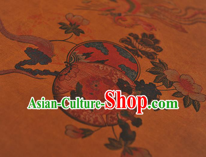 Chinese Traditional Phoenix Pattern Silk Fabric Classical Cheongsam Material Ginger Gambiered Guangdong Gauze