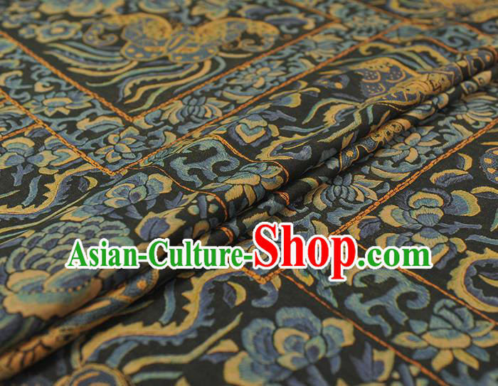 Chinese Traditional Cheongsam Gambiered Guangdong Gauze Classical Butterfly Peony Pattern Black Silk Material