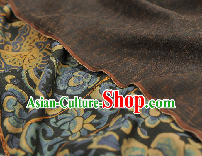 Chinese Traditional Cheongsam Gambiered Guangdong Gauze Classical Butterfly Peony Pattern Black Silk Material