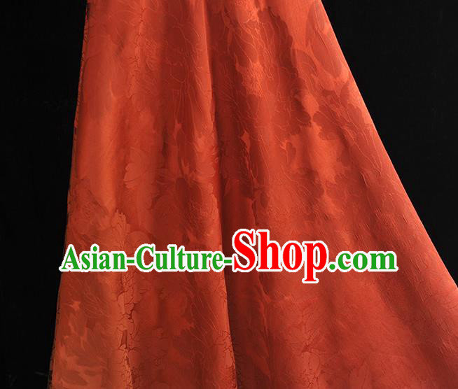 Chinese Jacquard Peony Red Satin Traditional Cheongsam Fabric Gambiered Guangdong Gauze Classical Silk Material