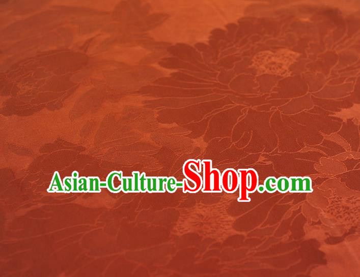 Chinese Jacquard Peony Red Satin Traditional Cheongsam Fabric Gambiered Guangdong Gauze Classical Silk Material