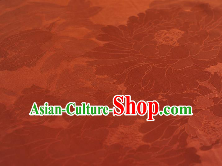 Chinese Jacquard Peony Red Satin Traditional Cheongsam Fabric Gambiered Guangdong Gauze Classical Silk Material
