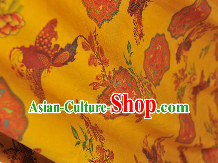 Chinese Traditional Cheongsam Satin Fabric Classical Butterfly Pattern Silk Material