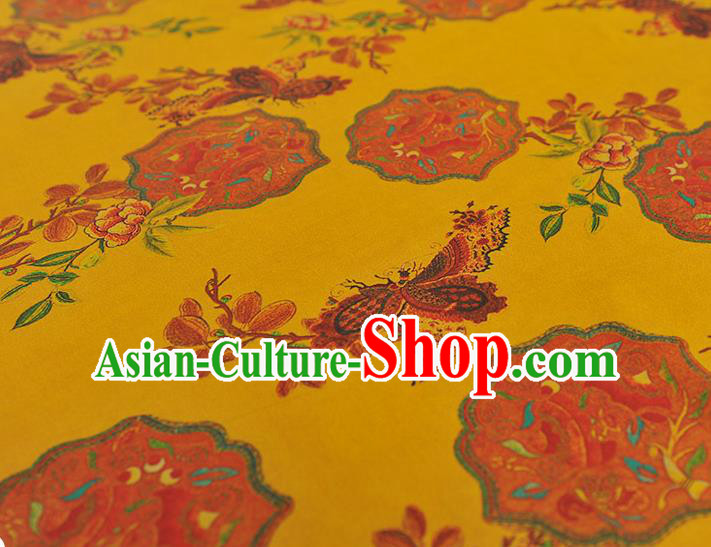 Chinese Traditional Cheongsam Satin Fabric Classical Butterfly Pattern Silk Material