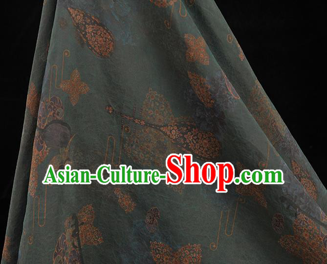Top Craquelure Gambiered Guangdong Gauze Chinese Traditional Cheongsam Lute Pattern Navy Silk Fabric