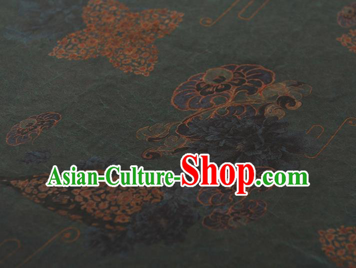 Top Craquelure Gambiered Guangdong Gauze Chinese Traditional Cheongsam Lute Pattern Navy Silk Fabric