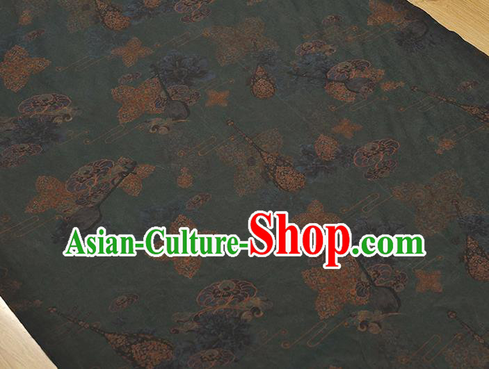 Top Craquelure Gambiered Guangdong Gauze Chinese Traditional Cheongsam Lute Pattern Navy Silk Fabric
