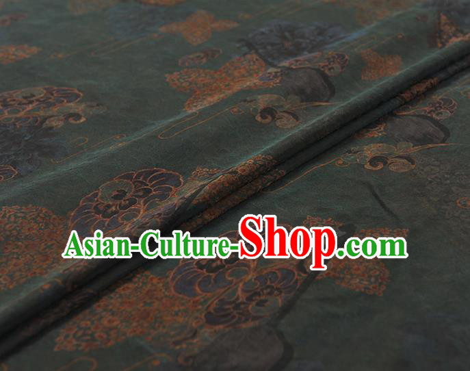 Top Craquelure Gambiered Guangdong Gauze Chinese Traditional Cheongsam Lute Pattern Navy Silk Fabric