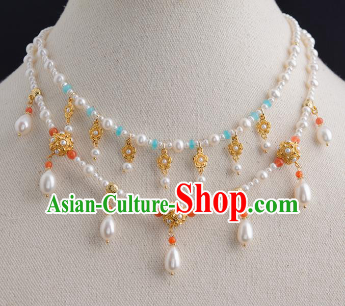 China Tang Dynasty Imperial Concubine Necklace Ancient Court Woman Jewelry Accessories of Precious Stones