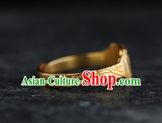 China Ming Dynasty Golden Ring Ancient Princess Finger Ring for Women