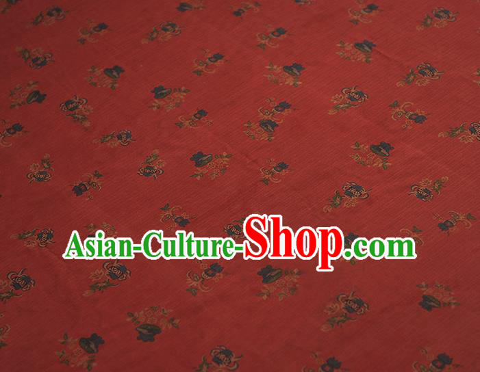 Top Grade Red Gambiered Guangdong Gauze Chinese Traditional Flowers Pattern Silk Drapery Cheongsam Fabric