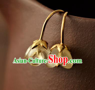 China Ancient Princess Osmanthus Ear Jewelry Accessories Traditional Qing Dynasty Palace Lady Earrings