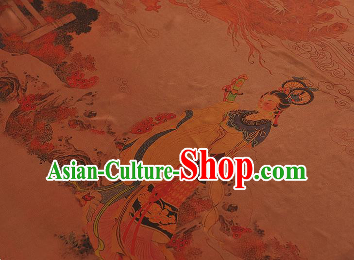 China Traditional Goddess Pattern Silk Fabric Classical Gambiered Guangdong Gauze Cheongsam Cloth