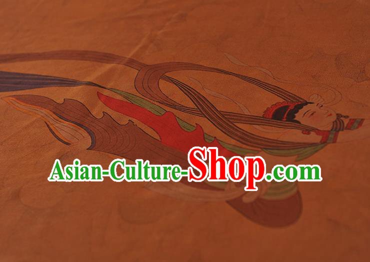 China Cheongsam Cloth Traditional Lotus Goddess Pattern Silk Fabric Classical Gambiered Guangdong Gauze