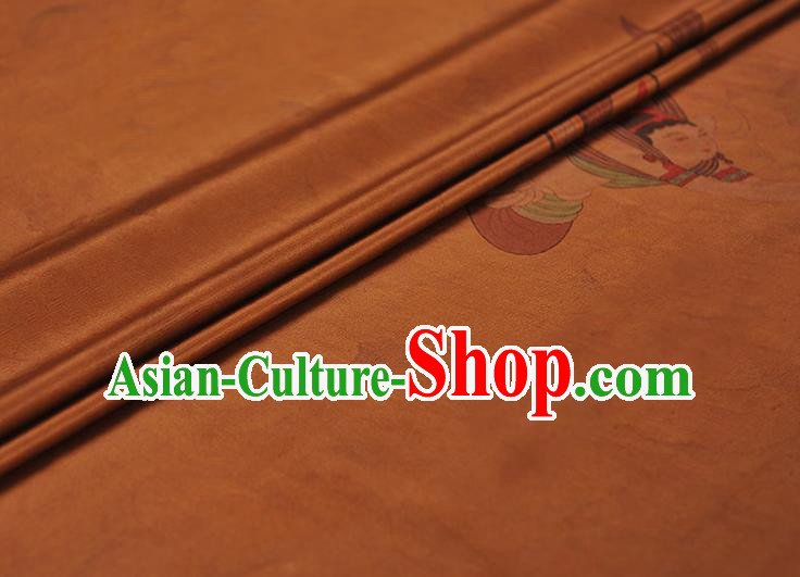 China Cheongsam Cloth Traditional Lotus Goddess Pattern Silk Fabric Classical Gambiered Guangdong Gauze